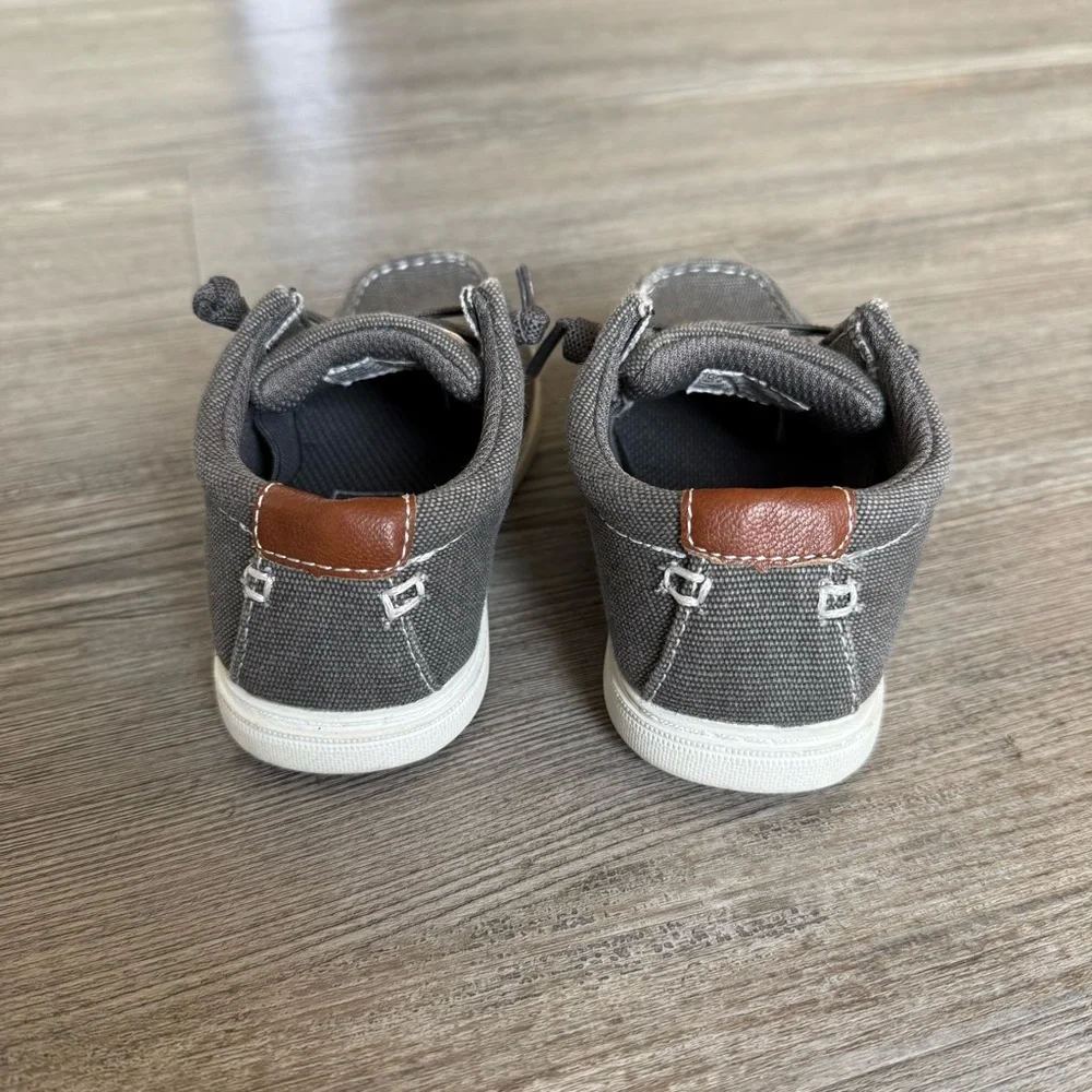 Max + Jake Buddy Toddler Slip On Shoes Size 7M Gray Canvas Casual Boat Shoe